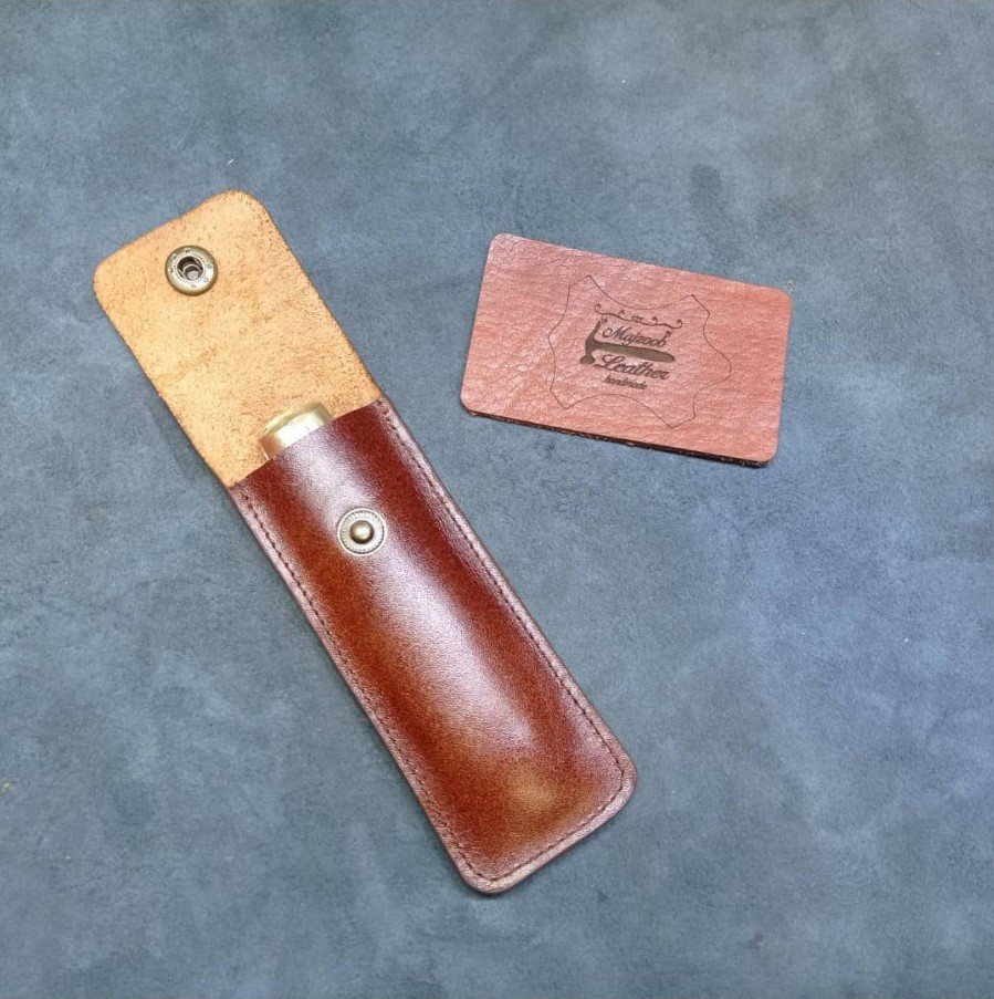 چرم طبیعی , دوخت با چرخ , رنگ لبه تُرک , غلاف ,  ,   تعمیرات کیف و کفش مجذوب , Majzoob leather , غلاف چاقو